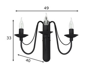 Sienas lampa Roza, melna, 3x 40 W цена и информация | Настенные светильники | 220.lv