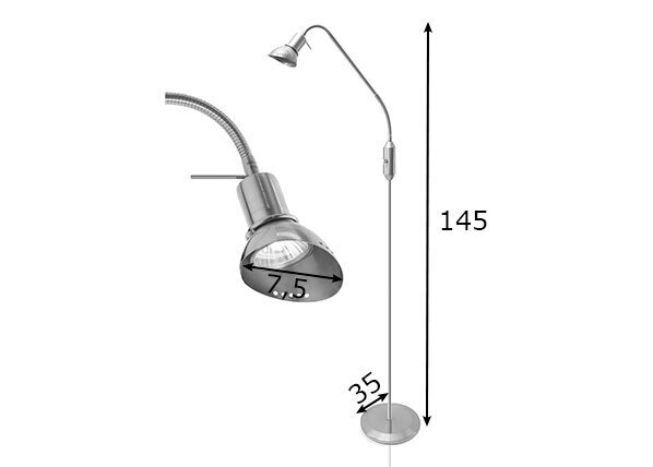 Stāvlampa Ingo, birstēta tērauda apdares, 35 W цена и информация | Stāvlampas | 220.lv