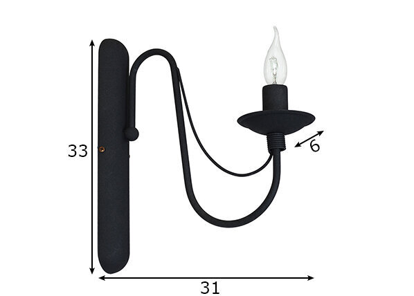 Sienas lampa Roza, melna cena un informācija | Sienas lampas | 220.lv