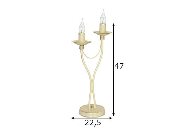 Galda lampa Roza, krēmkrāsas, 2x 40 W cena un informācija | Galda lampas | 220.lv
