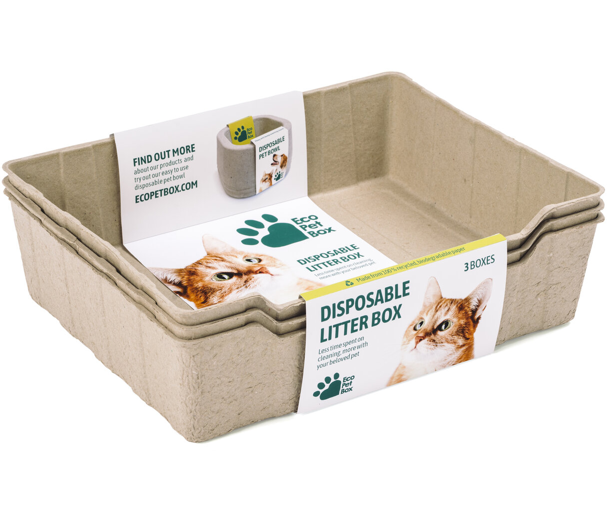KAĶU TUALETES KASTE VIENREIZĒJAI LIETOŠANAI EcoPetBox 440×340×120mm цена и информация | Kaķu tualetes | 220.lv