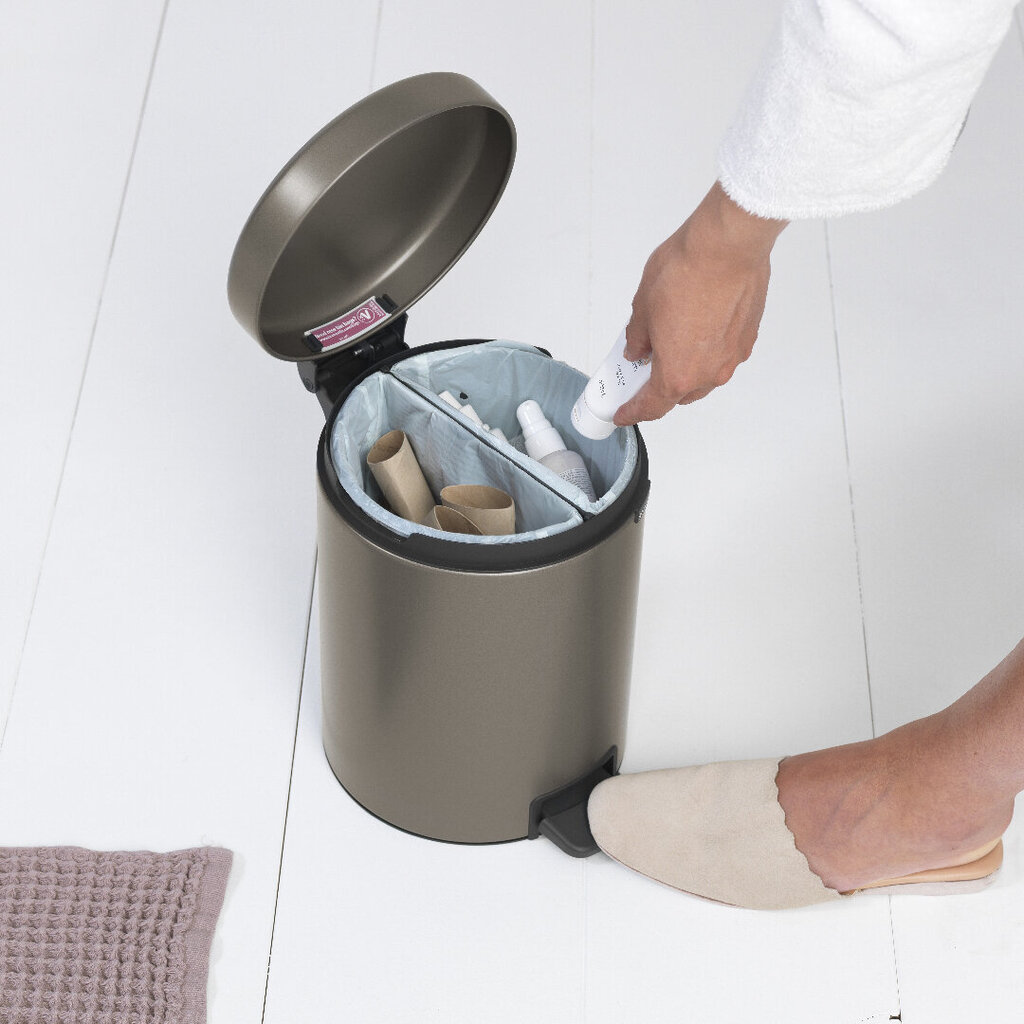 Brabantia NewIcon Recycle atkritumu tvertne ar pedāli, 2x2L, platīna krāsā цена и информация | Miskastes | 220.lv