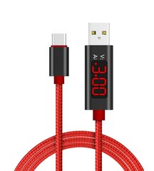 Кабель Fusion USB-C с ЖК-экраном и вольт-амперным детектором, красный цена и информация | Кабели для телефонов | 220.lv