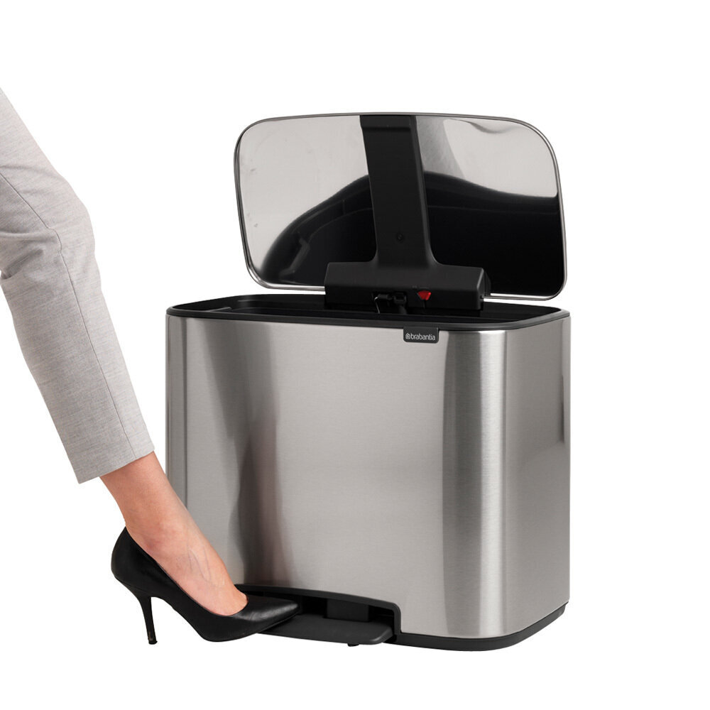 Brabantia Bo Pedal Split Waste atkritumu tvertne, 33L, matēta sudraba цена и информация | Miskastes | 220.lv