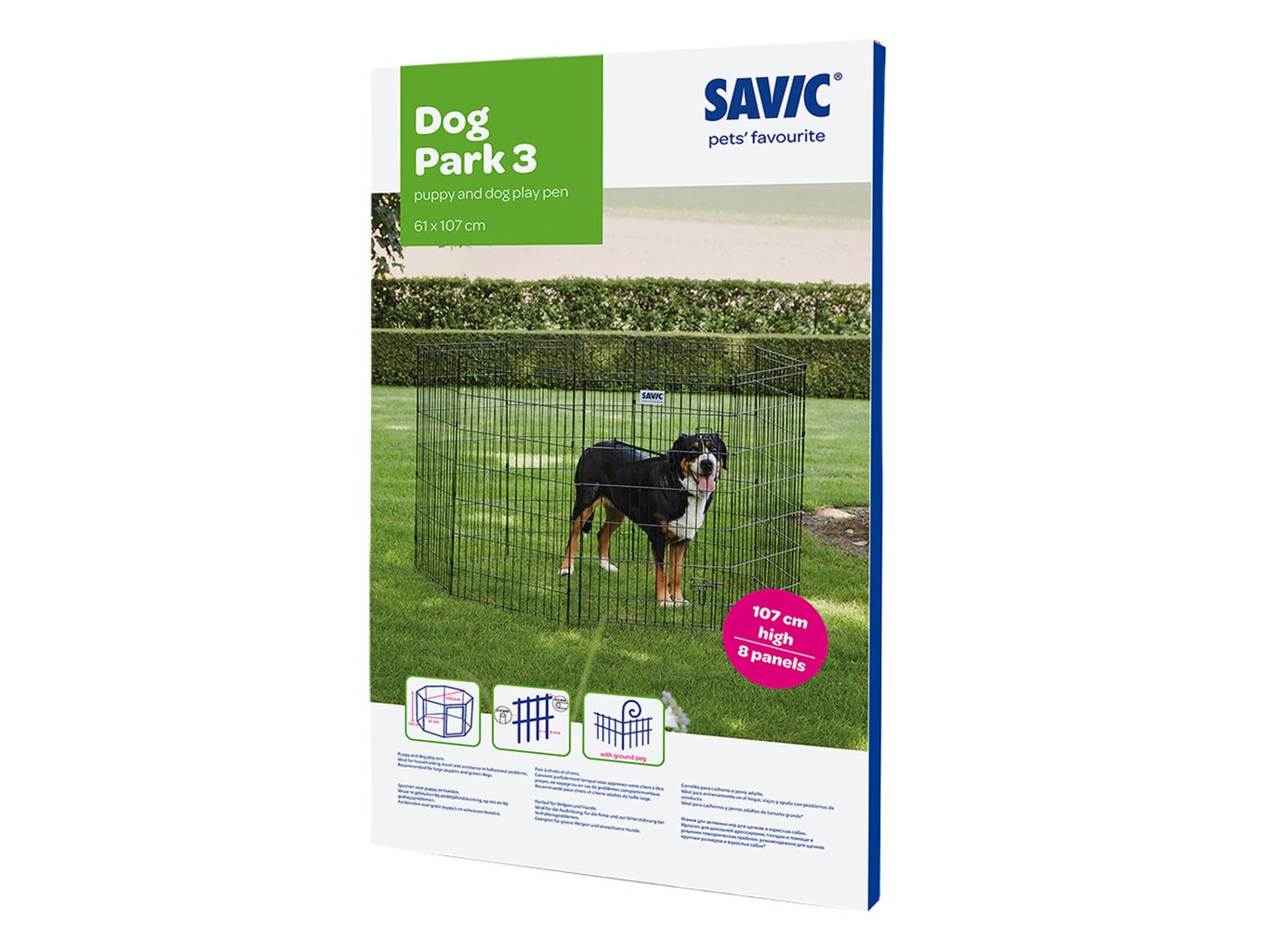 SAVIC DOG PARK 3 suņu voljērs 61 x 107 cm, cinks, 8 paneļi цена и информация | Transportēšanas būri, somas | 220.lv