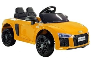Elektriskā sporta automašīna bērniem Audi R8 Spyder, dzeltena cena un informācija | Elektromobīļi bērniem | 220.lv