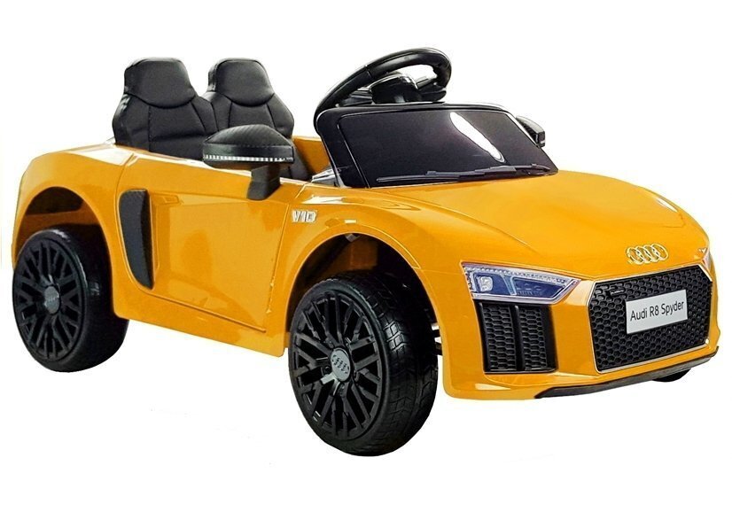 Elektriskā sporta automašīna bērniem Audi R8 Spyder, dzeltena cena un informācija | Bērnu elektroauto | 220.lv