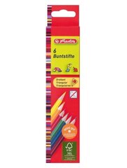 Цветные карандаши, 6 цветов, Herlitz, треугольные цена и информация | Принадлежности для рисования, лепки | 220.lv
