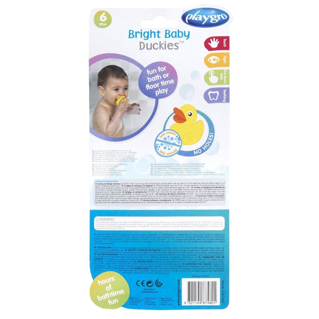 PLAYGRO pilnībā noslēgts vannas rotaļlietas Bright Baby Duckies, 0187480 cena un informācija | Rotaļlietas zīdaiņiem | 220.lv