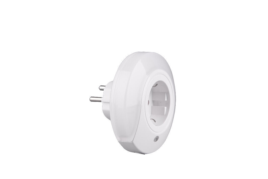 LED sienas lampa Bailey ar integrētu kontaktligzdu un krēslas sensoru, balta цена и информация | Galda lampas | 220.lv