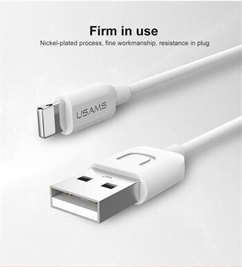 Usams U-TURN Universāls Silikona Apple Lightning (MD818ZM/A) USB Datu un uzlādes Kabelis 1m Balts cena un informācija | Savienotājkabeļi | 220.lv