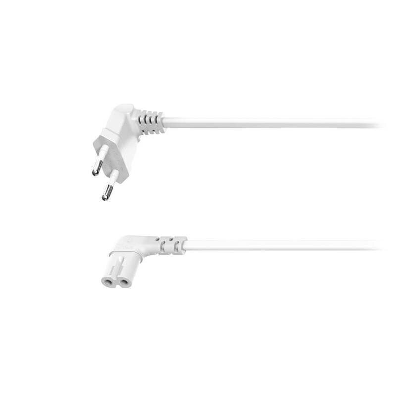 Powercord Hama 2-pin 90° 1,5m white цена и информация | Kabeļi un vadi | 220.lv