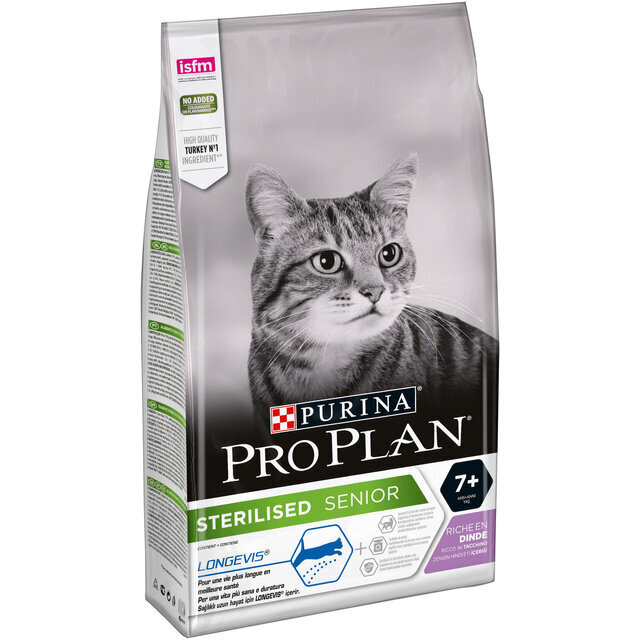Kaķu barība Pro Plan Steril. 7+, ar tītaru, 1,5 kg цена и информация | Sausā barība kaķiem | 220.lv