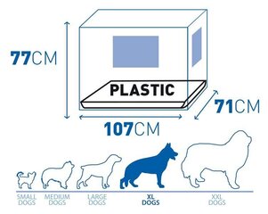 Duvo+ būris ar 2 durvīm un plastmasas grīdu XL/107 x 71 x 77 cm, melns cena un informācija | Transportēšanas būri, somas | 220.lv