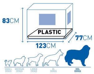 Переноска для собак с пластиковым дном и двумя дверцами ТМ Duvo+ XXL / 123x77x83 см, черный цена и информация | Переноски, сумки | 220.lv