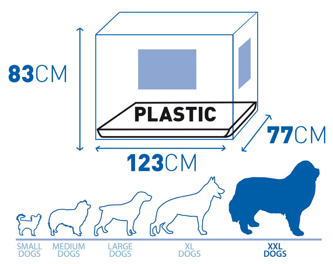 Duvo+ būris ar 2 durvīm un plastmasas grīdu XXL/123 x 77 x 83 cm, melns цена и информация | Transportēšanas būri, somas | 220.lv