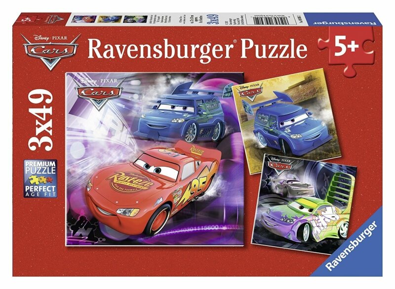 Ravensburger puzle 3*49 gab. Cars cena un informācija | Puzles, 3D puzles | 220.lv