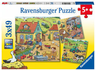 Ravensburger puzle 3 x 49 gab. Lauksaimniecības darbi цена и информация | Пазлы | 220.lv