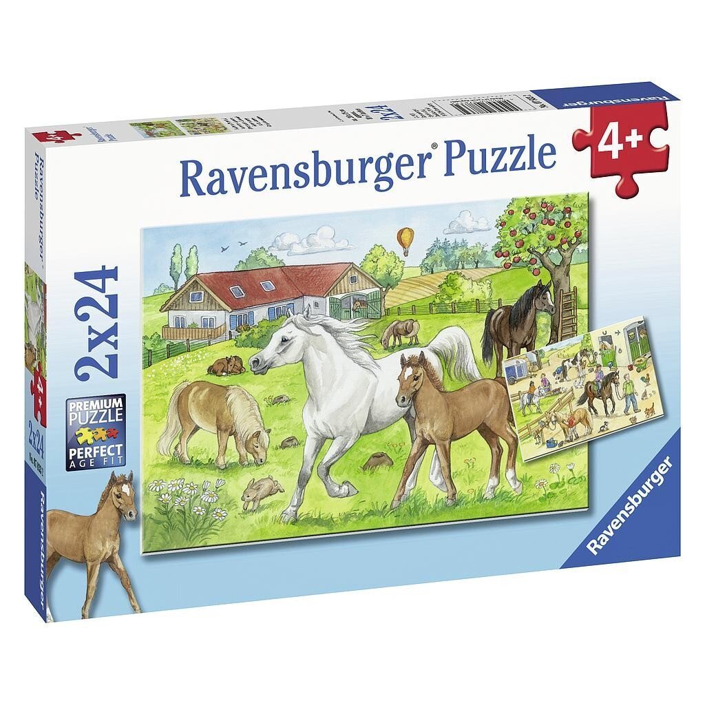 Ravensburger puzle, 2 x 24 gab., Zirgi cena un informācija | Puzles, 3D puzles | 220.lv