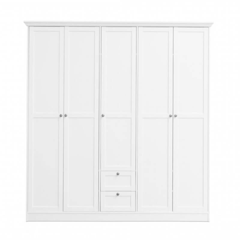Piecu durvju drēbju skapis Landwood, balts cena un informācija | Skapji | 220.lv