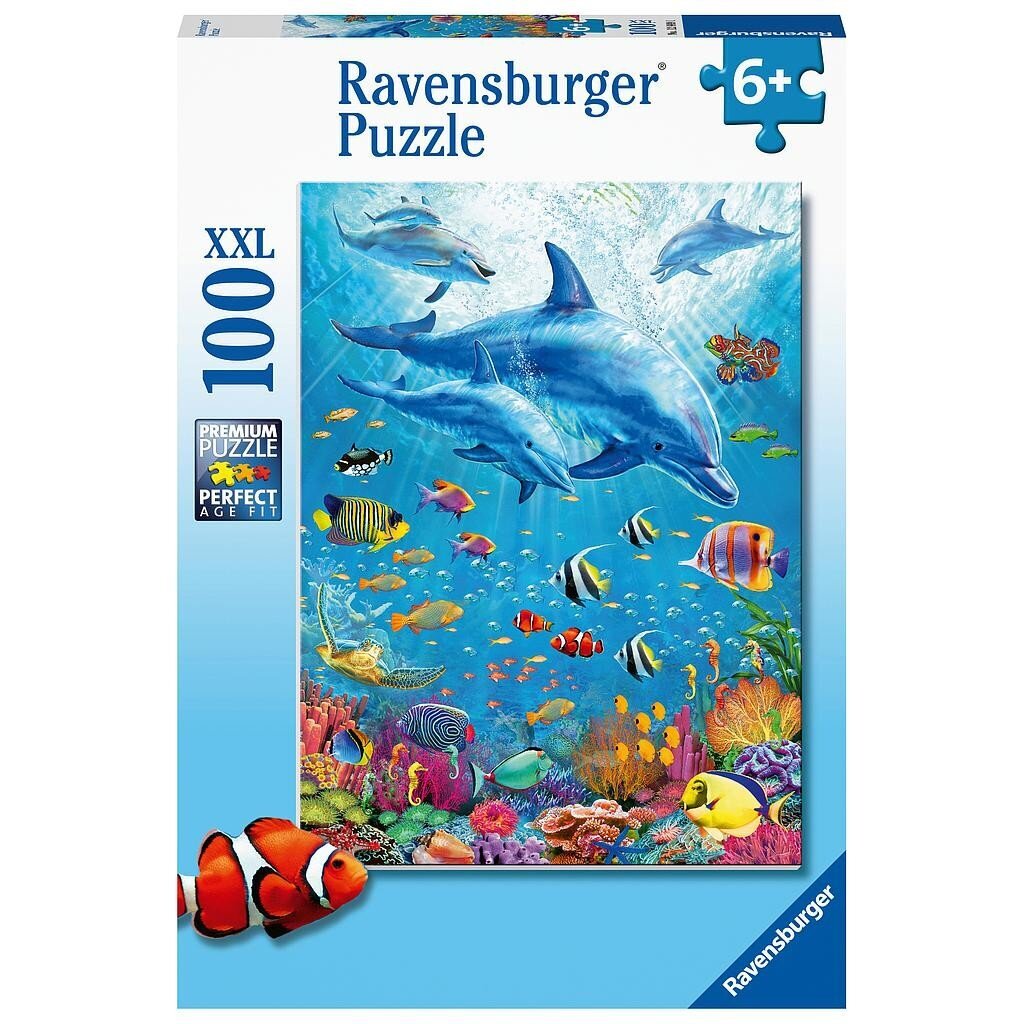 Ravensburger puzle 100 gab. Delfīni цена и информация | Puzles, 3D puzles | 220.lv