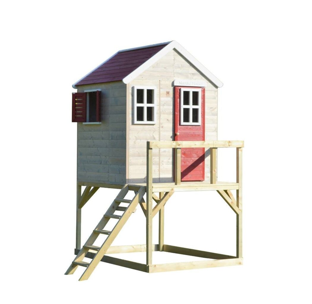 Rotaļu māja bērniem Nordic Lodge, no masīvkoka, ar terasi, M21R cena un informācija | Bērnu rotaļu laukumi, mājiņas | 220.lv