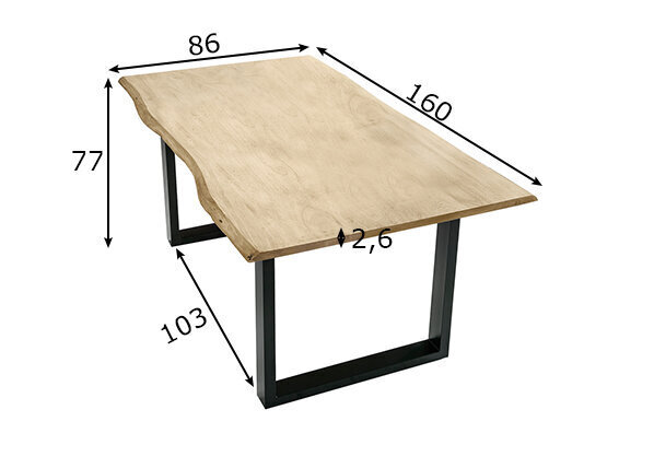 Ēdamistabas galds Tische, 85 x 160 cm, melns cena un informācija | Virtuves galdi, ēdamgaldi | 220.lv