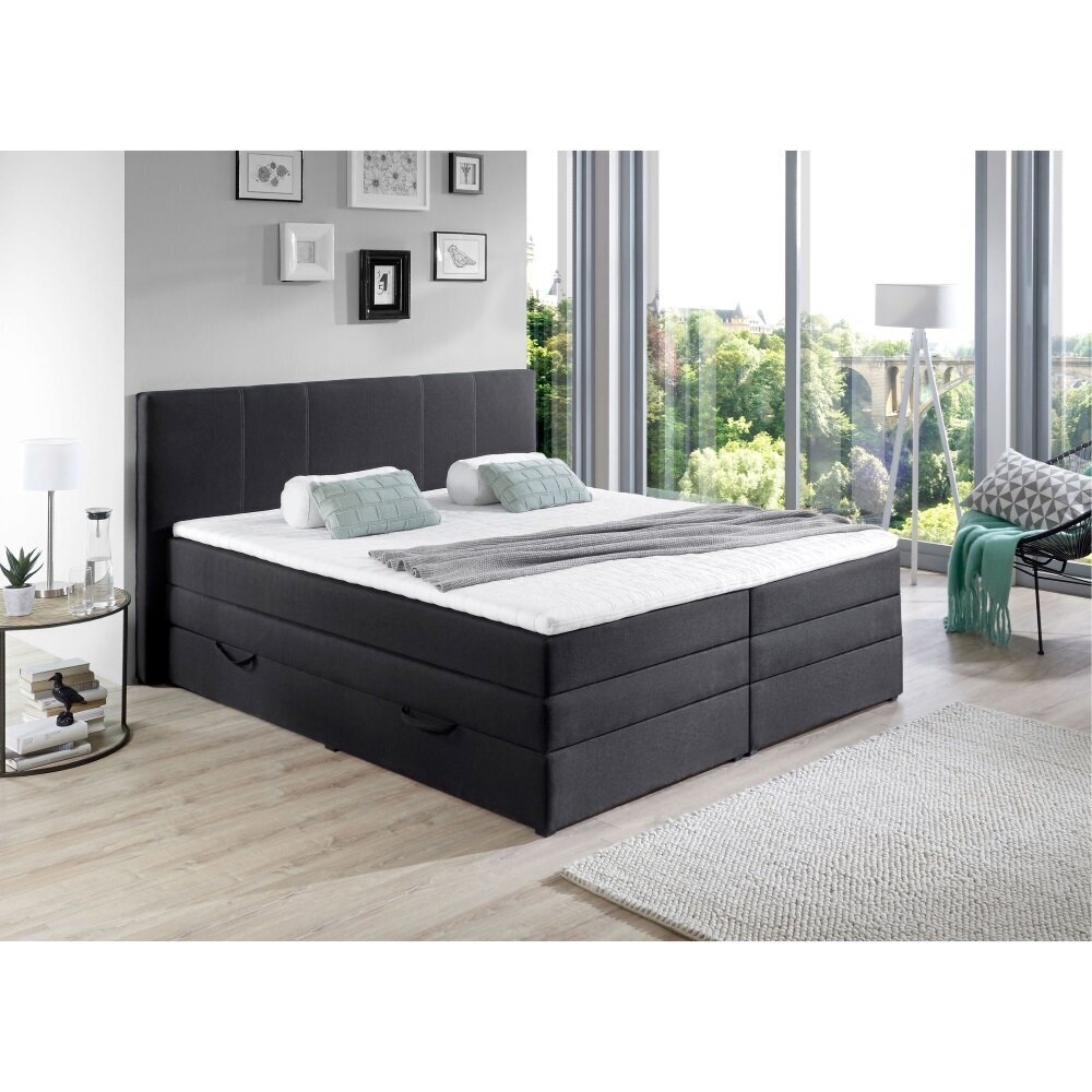 Kontinentālā gulta Tiina, melna, 160 x 200 cm cena un informācija | Gultas | 220.lv