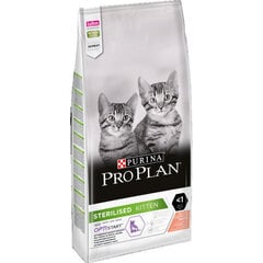 Корм для стерилизованных котят Purina Pro Plan, лосось, 10 кг. цена и информация | Сухой корм для кошек | 220.lv