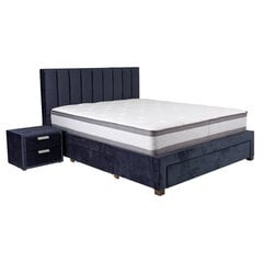 Кровать GRACE с матрасом HARMONY DUO (86744) 160x200см, с 3-ящиками, обивка из мебельного текстиля, цвет: синий цена и информация | Кровати | 220.lv
