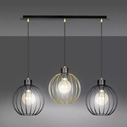 Emibig piekarināmā lampa Pineta 3 Black/Gold цена и информация | Lustras | 220.lv