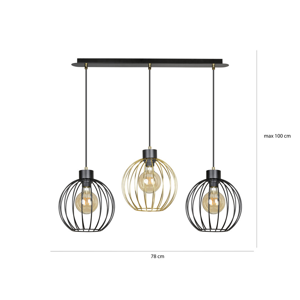 Emibig piekarināmā lampa Pineta 3 White/Gold цена и информация | Piekaramās lampas | 220.lv