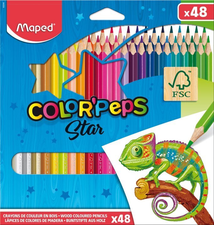 Zīmuļkrāsas MAPED "Color`Peps", 48 krāsas FSC cena un informācija | Modelēšanas un zīmēšanas piederumi | 220.lv