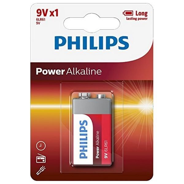 PHILIPS Power Alkaline 9V/6LR61 baterija цена и информация | Baterijas | 220.lv