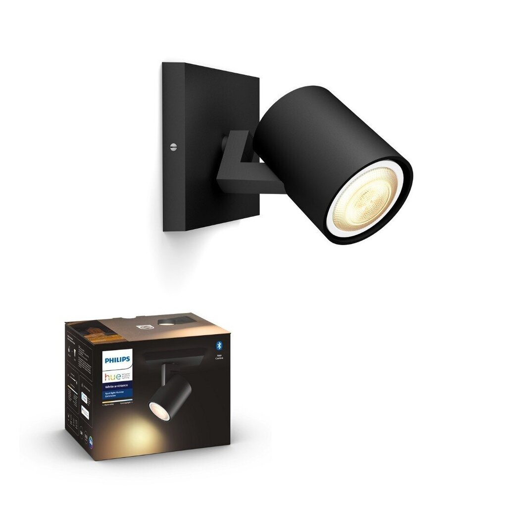Philips Hue - Runner Hue spot single Black - White Ambiance - Bluetooth cena un informācija | Iebūvējamās lampas, LED paneļi | 220.lv