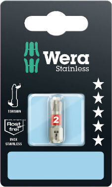 Wera stainless Torsion bit PH2 x 25mm, 3851/1 TS, blister cena un informācija | Rokas instrumenti | 220.lv