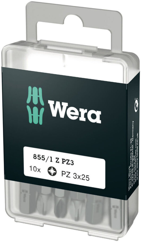 Wera standart bit DIY-Box PZ3 x 25mm 855/1 Z, 10 pcs cena un informācija | Rokas instrumenti | 220.lv