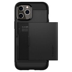 Чехол для iPhone 12/12 Pro, чехол с держателем карты Spigen Slim Armor CS, черный цена и информация | Чехлы для телефонов | 220.lv