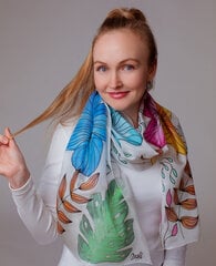 Ar rokām apgleznota zīda šalle, Krāsaina vasara, Igaunijas dizains cena un informācija | Sieviešu šalles, lakati | 220.lv