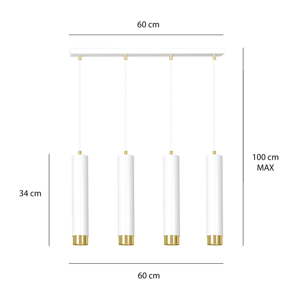 Emibig piekarināmā lampa Kibo 4 White/Gold cena un informācija | Piekaramās lampas | 220.lv