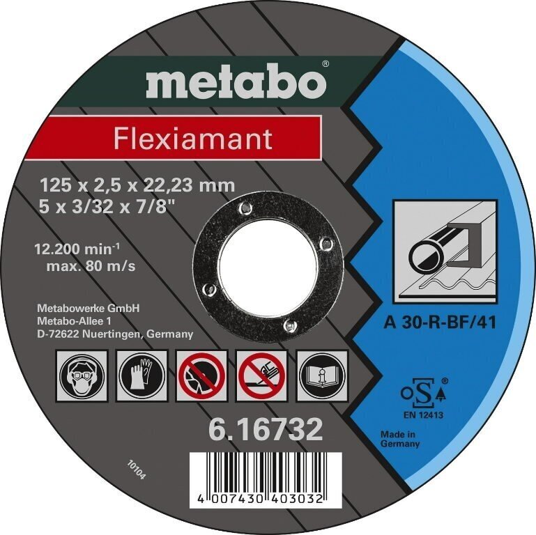 Metāla griešanas disks 125x2,5x22 mm, A30R цена и информация | Rokas instrumenti | 220.lv
