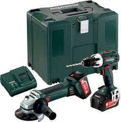 Metabo 18V Combo: аккумуляторная дрель BS 18 LT + угловая шлифовальная машина W 18 LTX / 4Ah цена и информация | Шуруповерты, дрели | 220.lv