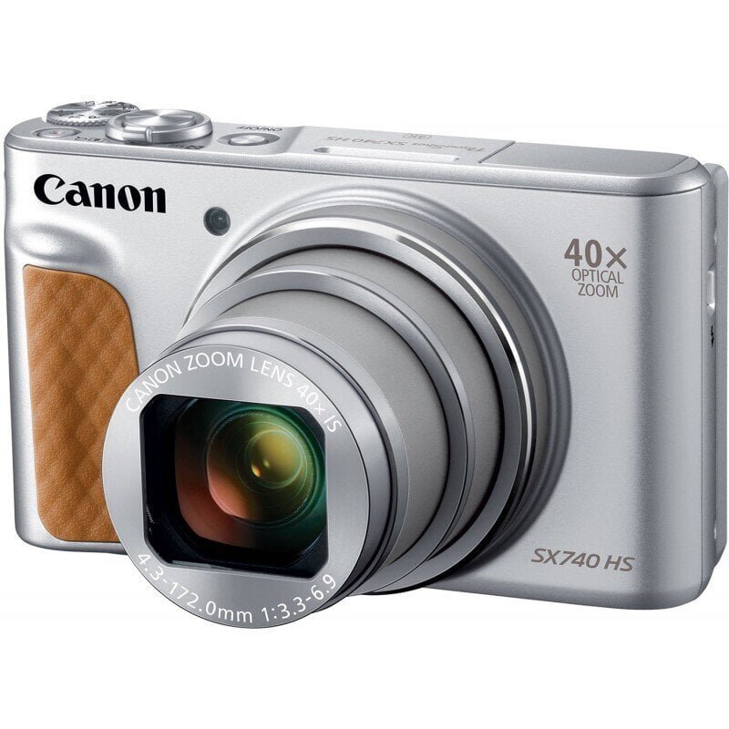 Canon Powershot SX740 HS, sudrabots cena un informācija | Digitālās fotokameras | 220.lv