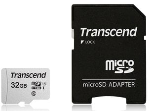 MEMORY MICRO SDHC 32GB W/ADAPT/C10 TS32GUSD300S-A TRANSCEND cena un informācija | Atmiņas kartes mobilajiem telefoniem | 220.lv