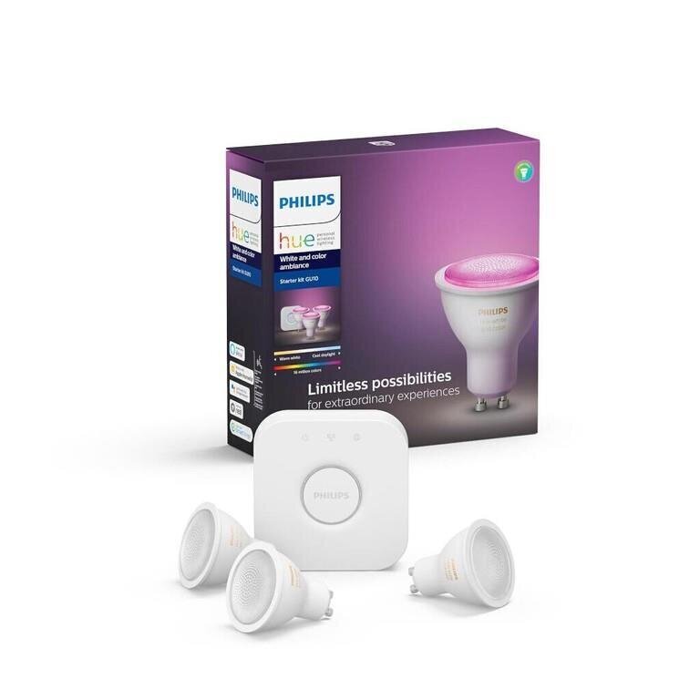 Philips Hue balta un krāsaina atmosfēras gaisma Sākuma komplekts GU10 цена и информация | Spuldzes | 220.lv