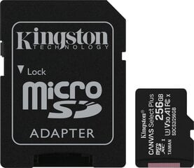 Kingston Canvas Select Plus UHS-I 256 GB цена и информация | Карты памяти для фотоаппаратов | 220.lv