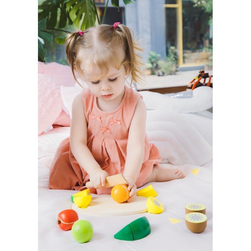 Sagrieztu augļu komplekts no koka цена и информация | Rotaļlietas zīdaiņiem | 220.lv