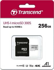 MEMORY MICRO SDXC 256GB W/ADAP/C10 TS256GUSD300S-A TRANSCEND cena un informācija | Atmiņas kartes mobilajiem telefoniem | 220.lv