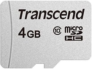 MEMORY MICRO SDHC 4GB/CLASS10 TS4GUSD300S TRANSCEND kaina ir informacija | Atmiņas kartes mobilajiem telefoniem | 220.lv