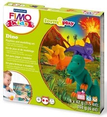 Набор для лепки Kids Fimo, Динозавр, глина, 4 шт/уп, 42 гр цена и информация | Принадлежности для рисования, лепки | 220.lv